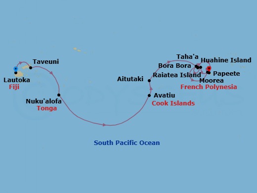Star Collector: Legends Of The Pacific: French Polynesia, Tonga & Fiji Route Map