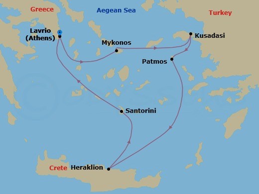 Iconic Greek Islands - 3Nights Route Map