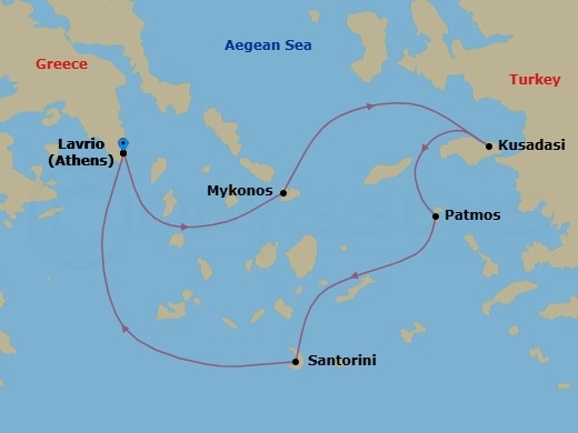 Iconic Greek Islands - 3Nights (Mar & Nov) Route Map