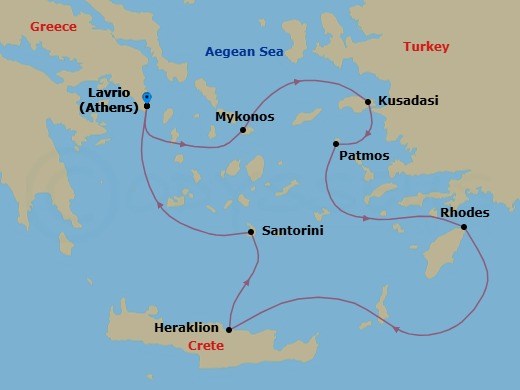 Iconic Greek Islands - 4Nights Route Map