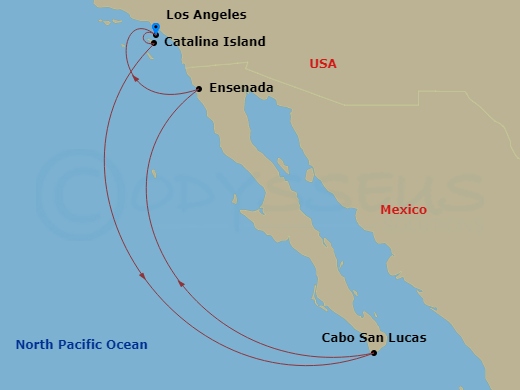 7 Nights Cabo Overnight Catalina & Ensenada Route Map