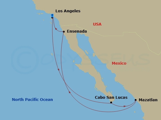 7 Night Mexican Riviera Cruise Route Map