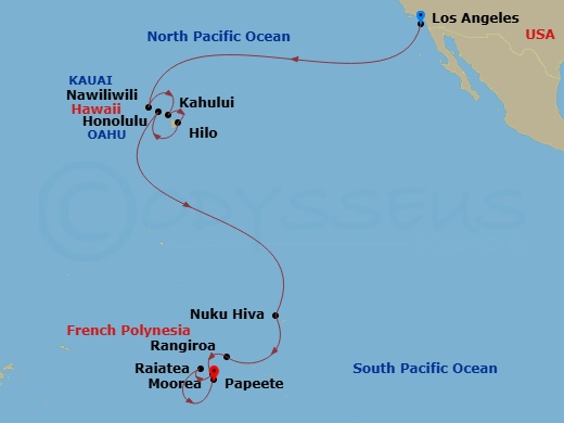 Los Angeles To Papeete Route Map