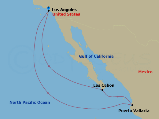 Mexican Riviera & Cabo Overnight Route Map