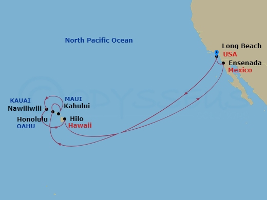 Carnival Journeys - 14-Day Hawaii Cruise Route Map