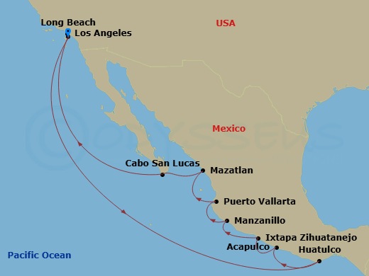 Journeys - 14-Day Mexican Riviera Route Map