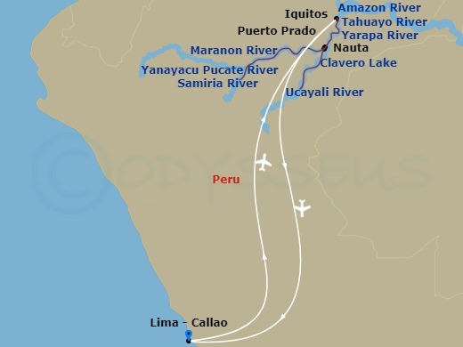 Peruvian Rivers & Rainforest Discovery (2028) Route Map
