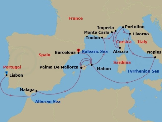 17 Night Europe Voyage Route Map