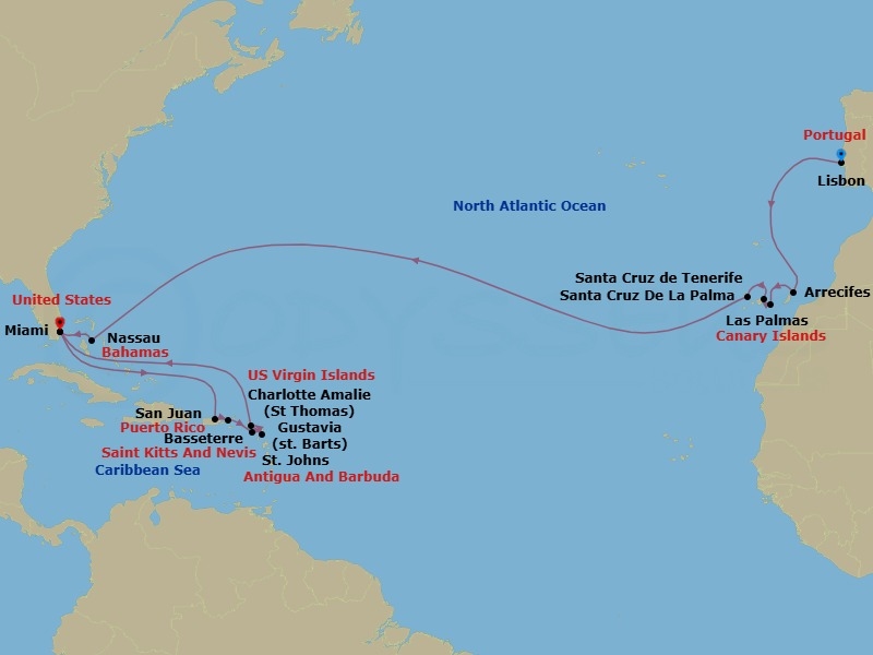 Southern Caribbean Sojourn Route Map