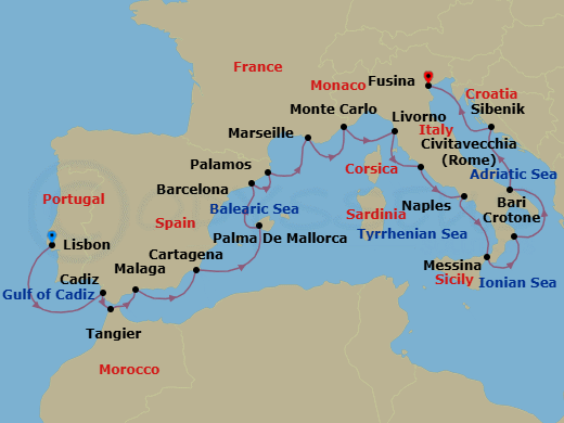 Adriatic & Mediterranean Discovery Route Map