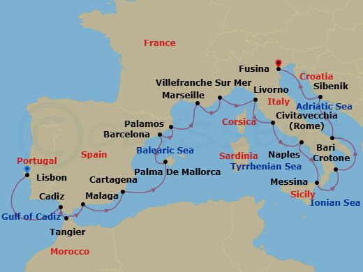 Adriatic & Mediterranean Discovery Route Map