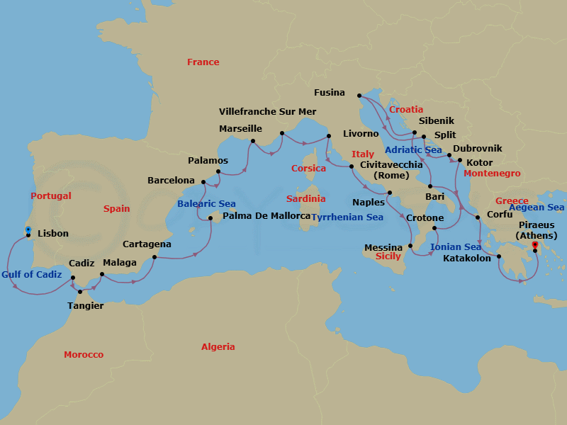 Mediterranean Explorer Route Map