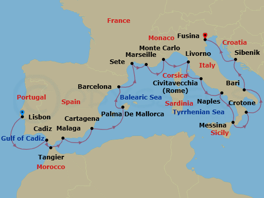 Adriatic & Mediterranean Discovery Route Map