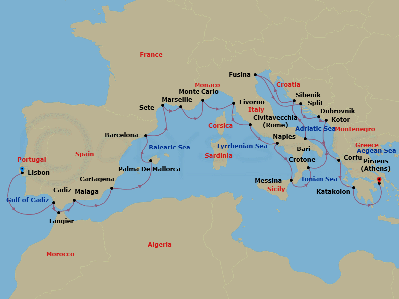 Mediterranean Explorer Route Map