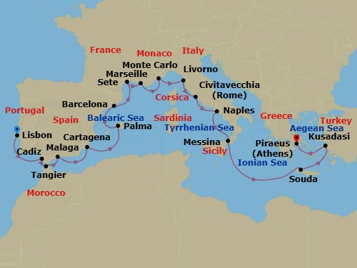 Iberia & Mediterranean Antiquities Route Map