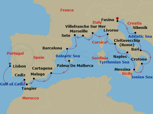Adriatic & Mediterranean Discovery Route Map