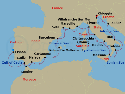 Adriatic & Mediterranean Discovery Route Map