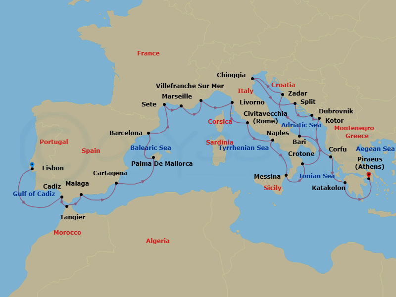 Mediterranean Explorer Route Map