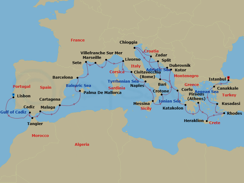 Grand Mediterranean Explorer Route Map