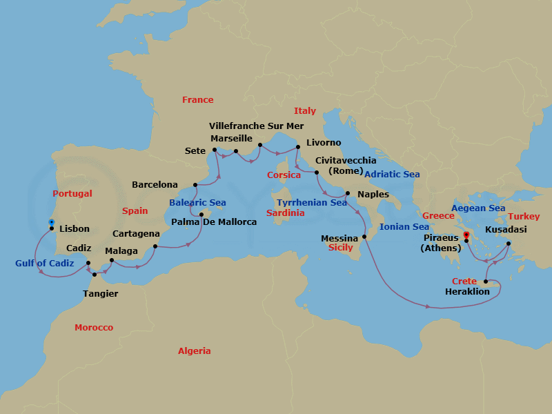 Iberia & Mediterranean Antiquities Route Map