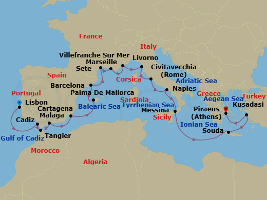 Iberia & Mediterranean Antiquities Route Map