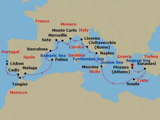 Iberia & Mediterranean Antiquities Route Map