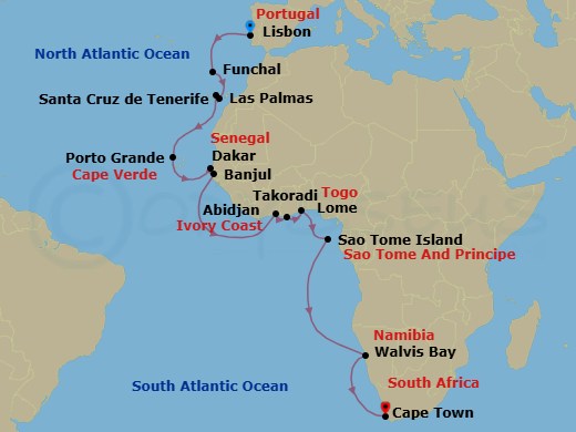 West African Majesty Route Map
