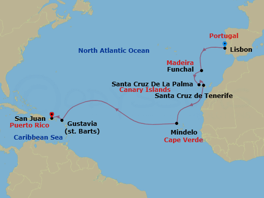 Lisbon To San Juan Route Map