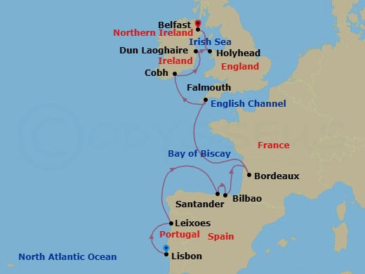 Lisbon To Belfast Route Map