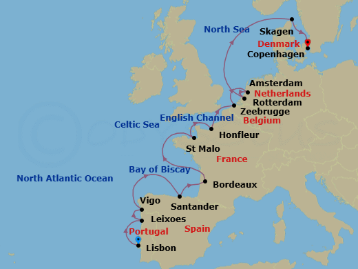 Lisbon To Copenhagen Route Map