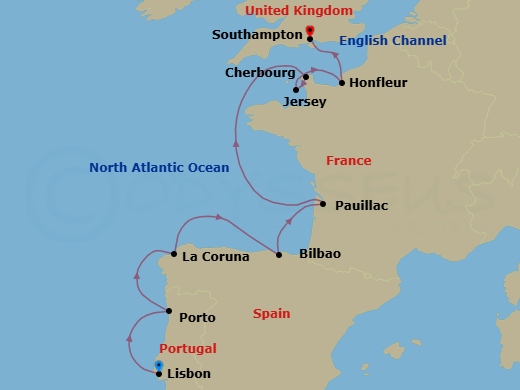 Blooms Of Iberia & Paris Route Map