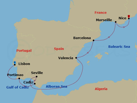 Lisbon To Nice Route Map
