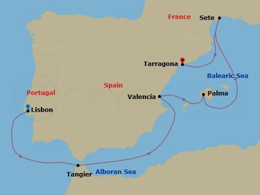 Mediterranean Splendor: Portugal, France & Spain Route Map