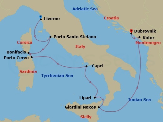 Livorno To Dubrovnik Route Map