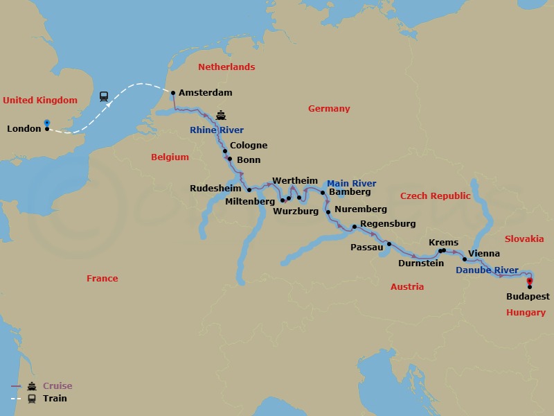 Jewels Of Europe With London Route Map