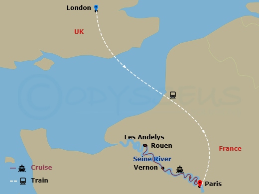 London, Paris & D-Day Route Map