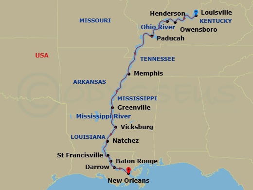 Bayous, Blues & Bluegrass Route Map