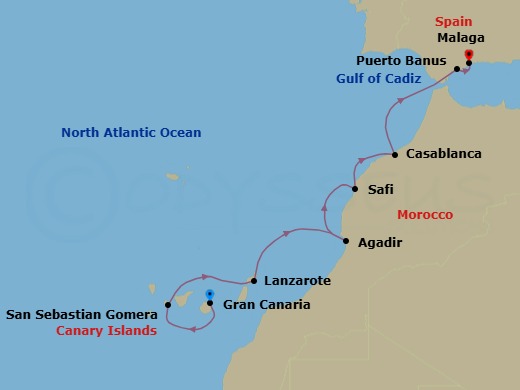 Las Palmas To Malaga Route Map