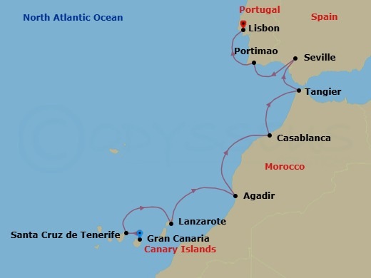 Las Palmas To Lisbon Route Map