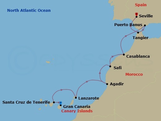 Las Palmas To Seville Route Map