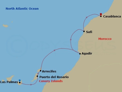 Las Palmas To Casablanca Route Map
