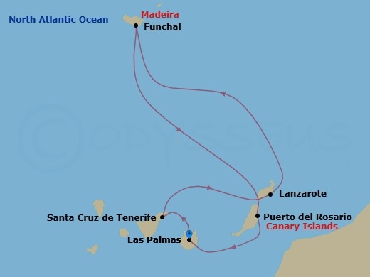 Canary Islands And Madeira, 6 Nights Route Map