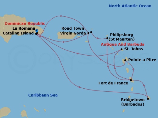 South Caribbean, 14 Nights Route Map