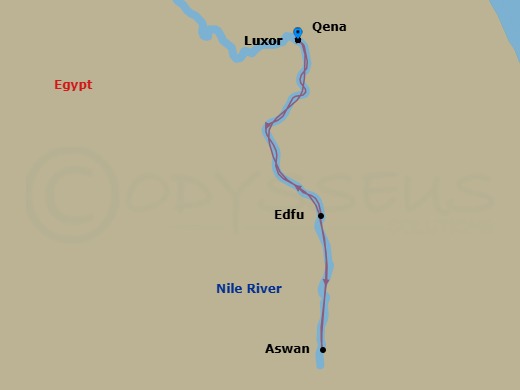 11 Night Secrets Of Egypt & The Nile With 11-Night Cruise And Land Package: 3-Night Cairo Pre-Cruise, 7-Night Cruise Roundtrip Luxor, 1-Night Cairo Post-Cruise Route Map