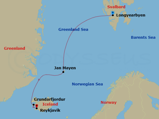 Longyearbyen To Reykjavik Route Map
