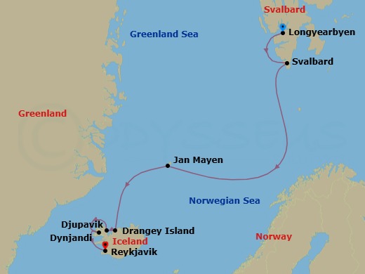 Longyearbyen To Reykjavík Route Map