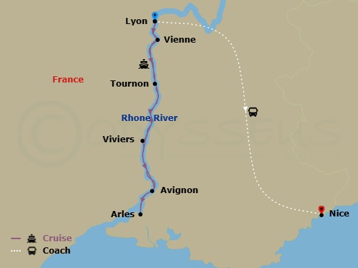 Festive Sensations Of Lyon & Provence With Nice Route Map