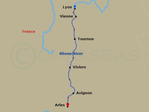 Festive Sensations Of Lyon & Provence Route Map