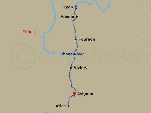 Lyon & Provence Route Map