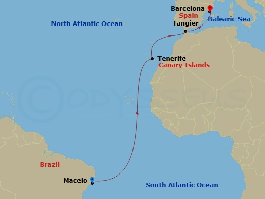 MSC Grand Voyages, 11 Nights Route Map